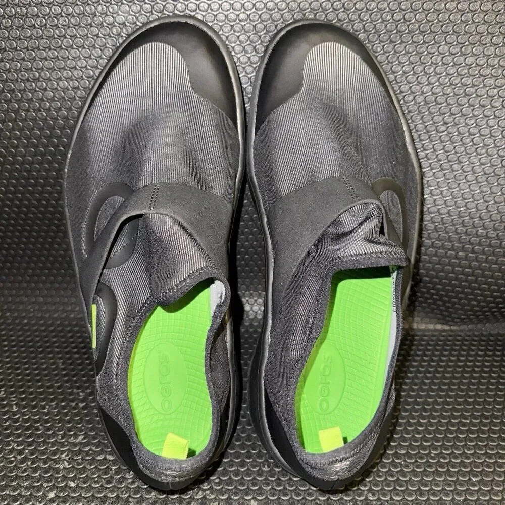 Oofos OOmg Fibre Low Black Gray Slip On Comfort Sneakers Shoes Men’s Size 10.5